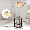 Floor Lamp with Table Shelves Linen Lampshade Standing Lamp Bed Sofa Side Table