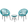 3PCS Patio Furniture Set Outdoor PE Rattan Woven Patio Chairs Set W/ Glass Table
