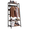 Industrial Rustic Clothes Rail Coat & Hat Rack Wooden & Metal Garment Home Shelf