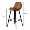2x Bar Stools Kitchen Bar Stools Brown PU Diamond Soft Padded Seat Back Metal