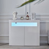 Modern Cabinet High Gloss Doors Cupboard Matt Sideboard LED Storage White Black