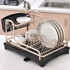 2Tier Rose Gold Dish Drainer Cutlery Cup Plates Holder Sink Rack Drip Tray Decor