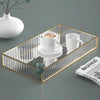 Vintage Mirrored Storage Box Gold Tray Jewelry Earring Cosmetics Display Box