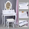 Medieval European Dressing Table with Hollywood LED Lights Mirror Makeup Cabinet