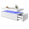 Wooden LED Coffee Table With Storage 2 Drawers Living Room Furniture High Gloss