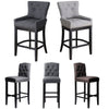 Bar Stools Set of 2 Bar Chairs Linen High Bistro Stools Kitchen Breakfast Chair