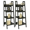 Lawrence Ladder Bookcase with 4 Shelves - Set of 2 - Shelf Unit Bundle - Black