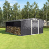 10*8ft Steel Garden Storage Shed Tool House w/ Firewood Store & Sliding Doors UK