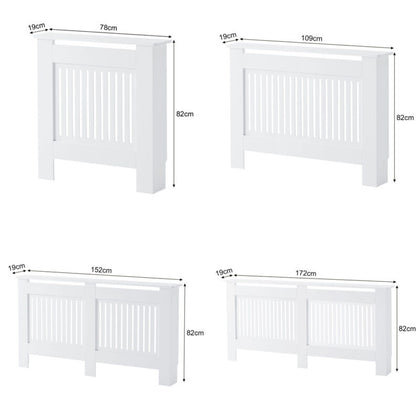 Modern Radiator Cover Cabinet MDF Vertical Slat Shelve Home Furniture White