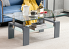Rectangle Glass Coffee Table With Storage Shelf Modern Living Room Furniture
