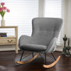 Grey Fabric Upholstered Rocking Chair with Solid Wood Curved Legs Padded Seat UK
