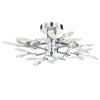 WILLOW LEAF DESIGN FLUSH FITTING 4 BULB ARM CEILING LIGHT CHANDELIER - CHROME
