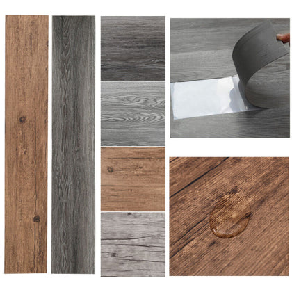 36Pcs Vinyl Floor Planks PVC Self-Adhesive Tiles Stick on Flooring 5m² Coverages