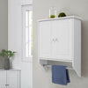 Bathroom White Wall Cabinet Vanity with Towel Rack Rail Storage Cupboard Shelves