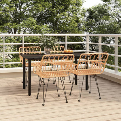 5 Piece Garden Dining Set Poly Rattan B3E7