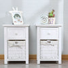 2PC Modern Bedside Tables Night Stand Cabinet Storage Drawer Wicker Basket Stand