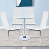 Glass Dining Table And 2/4 White Padded Chairs Set Office Home Kitchen Furniture