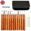 12Pcs/set Wood Carving Hand Chisel Tools For Carpenters Woodworking With Bag UK