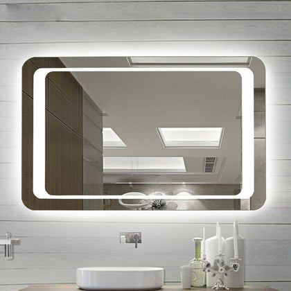 Led Bathroom Mirror with Lights Sensor Switch Demister Pad Anti-fog Wall Mounted