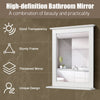 Bathroom Wall Mirror Wall-mounted Square Framed Mirror Storage Shelf Making Up