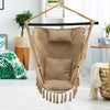 Hammock Macrame Swing Chair Home Garden Hanging Rope Seat with Pillow & Cushions