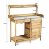 Garden Patio Potting Table Wooden Planting Bench Workstation W/ Cabinet Drawer