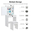 Small White Dressing Table Sliding Mirror Dresser Bedroom Makeup Desk with Stool
