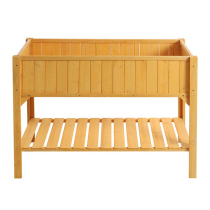 Wooden Raised Bed Planter Growing Box Flower Herb Trough Stand with Bottom Shelf