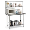 122cm Kitchen Overshelf Stainless Steel Prep Work Table w/ Adjustable shelf