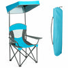 Outdoor Canopy Chair Sunshade Folding Camping Chair W/ Cup Holder & Carrying Bag