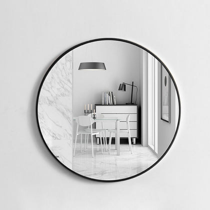 40/50/60/80CM ELEGANT STYLE LARGE ROUND WALL MIRROR HOME ART DECO ALUMINUM BLACK