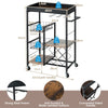 4-Tier Kitchen Serving Trolley Rolling Storage Cart W/ Wine Rack & Glass Holder