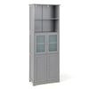 Wood Tall Storage Cabinet 2 Doors Display Organizer Freestanding Pantry Cupboard