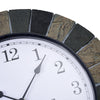 Home Garden Wall Clock with Thermomter Indoor Outdoor Arabic 34cm Slatted Effect