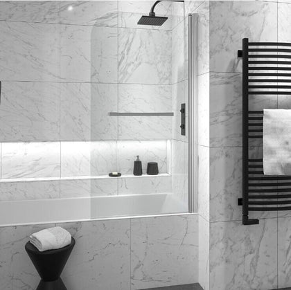 AQUALUX Revisible Shower Screen For Baths, 1500mm High x 800mm Wide - 5mm Glass