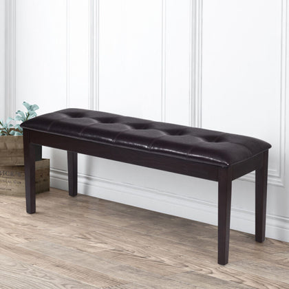 Upholstered PU Bench Button Tufted Multipurpose Bench W/Padded Seat for Bedroom