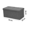 2 Seater Large Folding Storage Ottoman Bench Seat Stool Grey Linen Toy Chest Box