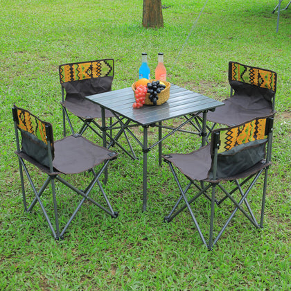Outdoor Foldable Portable Picnic Camping Table & 4 Chairs Set Garden Folding BBQ