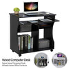 Wood Computer Desk Workstation Study PC Table Home Office Furniture with Wheels