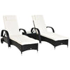 3PC Rattan Sun Lounger Wicker Sofa Day Bed Recliner Furniture Garden Patio Black