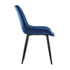Set of 2 Blue Dining Chairs Diamond Velvet Padded Seat Back Dining Room Chair