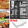 BBQ Tool Set 26 PCS Cooking Utensils Barbecue Tongs Fork Spatula Stainless Steel