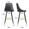 Set of 2 Velvet Bar Stools Metal Leg Padded Seat Breakfast Stools Kitchen Chair