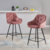 Pair Dining Chairs Bar Stools Dining Room Kitchen Tufted Seat Metal Legs