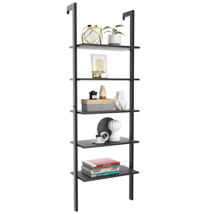 5-Tier Ladder Shelf Bookshelf Wall Mounted Storage Organizer Plant Display Rack