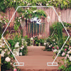 Elegant White Hexagon Wedding Arch Backdrop Stand Floral Arrangement Receptio