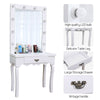 White Vanity Makeup Dressing Table Set with LED Drawers Mirror Salon Beauty
