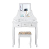 Vanity Dressing Table 5 Drawers Make Up Desk Padded Stool Set W/ Rotating Mirror