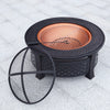 Fire Pit Table Round Metal Firepit Heater w/ BBQ Grill Shelf, Spark Screen,Poker