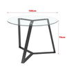 100cm Clear Round Tempered Glass & Black Metal Legs Kitchen Dining Tables Circle